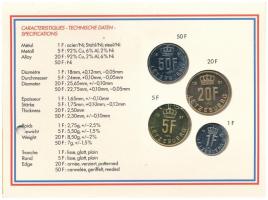 Luxemburg 1991. 1Fr - 50Fr (4xklf) forgalmi sor "Luxemburg nagyhercege" lyukasztott karton...