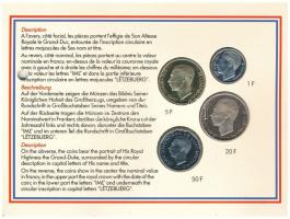 Luxemburg 1992. 1Fr - 50Fr (4xklf) forgalmi sor "Luxemburg nagyhercege" lyukasztott karton...