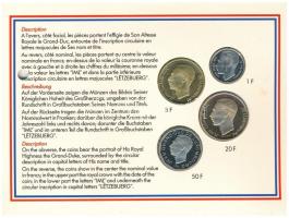 Luxemburg 1993. 1Fr - 50Fr (4xklf) forgalmi sor "Luxemburg nagyhercege" lyukasztott karton...