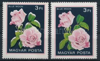 1982 Rózsák 3Ft a zöld és rózsaszín szín elcsúszásával + támpéldány