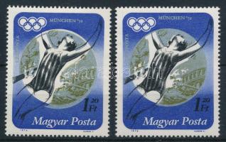 1973 Olimpiai érmesek 1,20Ft bélyeg, az ezüst szín eltolódásával+ támpéldány