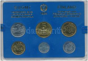Finnország 1984. 5p - 5M (6xklf) forgalmi sor műanyag tokban T:UNC Finland 1984. 5 Penniä - 5 Markkaa (6xdiff) coin set in plastic case C:UNC