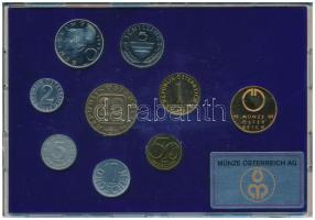 Ausztria 1989. 2gr-20Sch (8xklf) forgalmi sor + "Münze Österreich" verdei zseton, műanyag tokban T:PP patina Austria 1989. 2 Groschen - 20 Schilling (8xdiff) coin set + "Münze Österreich" mint token, in plastic case C:PP patina