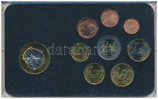 Ausztria 2002-2006. 1c-2E (8xklf) forgalmi összeállítás műanyag dísztokban + 2004. 1E próbaveret T:U...