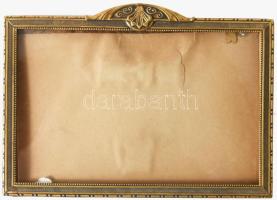 Szecessziós bronz támasztható képkeret, 14x10 cm