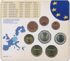 Németország 2002G 1c-2E (8xklf) forgalmi szett műanyag tokban T:UNC
Germany 2002G 1 Cent - 2 Euro (...