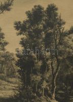 Paulovits Pál (1892-1975): Erdőrészlet. Rézkarc, papír, jeltett, üvegezett fakeretben. 30×44 cm