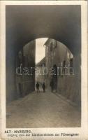 Maribor, Marburg a. d. Drau; Zugang von der Kärntnerstrasse zur Flössergasse / street. Orig. Bromsilber Rudolf Gaisser (worn corners)