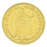 1907KB 10K Au "Ferenc József" Körmöcbánya kapszulában (3,38g/0.900) T:AU,XF
Hungary 1907K...