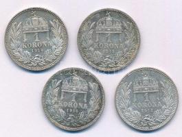 1912KB-1916KB 1K Ag "Ferenc József" (4xklf) T:AU-XF patina Adamo K5.1