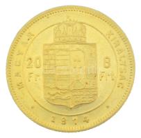 1874KB 8Ft/20Fr Au "Ferenc József" kapszulában (6,47g/0.900) T:AU,XF / Hungary 1874KB 8 Fo...