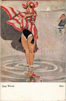 Nixe / Mermaid, slightly erotic litho art postcard. Nr 187 Neue Photographische Gesselschaft Aktiengesselschaft. s: Jupp Wiertz (EB)