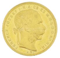 1880KB 8Ft/20Fr Au "Ferenc József" nagyméretű portré, kapszulában (6,48g/0.900) T:AU,XF / ...