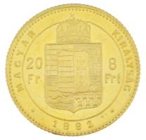 1882KB 8Ft/20Fr Au "Ferenc József" kapszulában (6,46g/0.900) T:AU,XF / Hungary 1882KB 8 Fo...