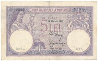 Románia 1920. 5L "H.1349 0525" T:F Romania 1920. 5 Lei "H.1349 0525" C:F