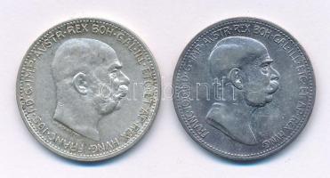 Ausztria 1908. 1K Ag "Ferenc József - Jubileum" + 1915. 1K Ag "Ferenc József" T:...