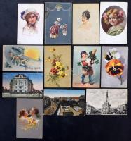 Kb 360 db legnagyobbrészt 1945 előtti főleg motívum, zsáner, üdvözlő képeslap, kevés városképes