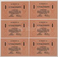 1920 k. Budapest 1K "Pester Lloyd" utalvány (6x) sorszámkövetők "0002-0007" T:AU Adamo BUC-212
