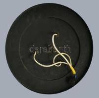 cca 1910/1920 Jugendstil bécsi mennyezeti lámpa, rézlemez, savmaratott üvegbúrával, minimális kopott...