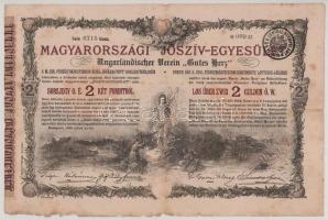 1888. Budapest "Magyarországi Jószív-Egyesület" sorsjegykölcsön 2Ft-ról, "069 6715", szárazpecséttel, bélyegzéssel T:F