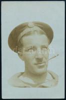 cca 1910 A Császári és Királyi Hadtengerészet (k.u.k. Kriegsmarine) matrózának fotólapja, 14x9 cm