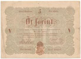 1848. 5Ft barna nyomat "FH. o. 63860" "Kossuth bankó" T:F pici beszakadások Adamo G109A