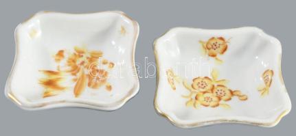 2 darab Herendi fűszeres edényke, jelzett, kopással, 5,5 cm