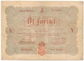 1848. 5Ft vörösesbarna nyomat "SLt. 673301" "Kossuth bankó" T:F pici beszakadások Adamo G109