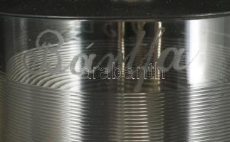 Bártfa üveg söröskorsó, fém fedéllel, m: 18 cm