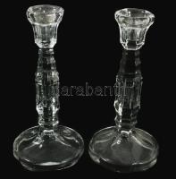Üveg gyertyatartó pár, hibátlan, m: 20 cm