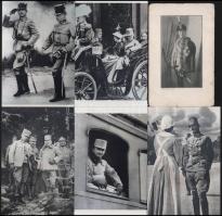 IV. Károlyt ábrázoló fotók, modern előhívások, 15x10 cm + cca 1930 A fiatal Habsburg Ottó díszmagyarban, Stephaneum-ny., kis törésnyomokkal, foltos, 14x9 cm.