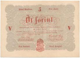 1848. 5Ft vörösesbarna nyomat "JBx. 624432" "Kossuth bankó" T:AU,XF Adamo G109