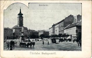 1901 Budapest VIII. Kálvin tér, lóvasút (EB)