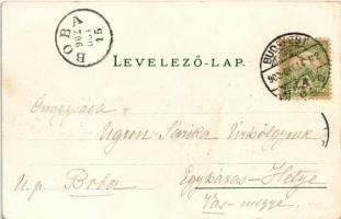 1902 Budapest V. Országház, Parlament este holdfényben (EB)