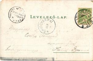 1902 Budapest VI. Andrássy út este holdfényben, villamos (EM)