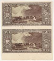 1945. 50P (2x) hátlapi fázisnyomat kettős ívben, ívszéllel T:XF hajtatlan, alján hajlások, kis folt