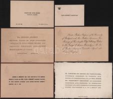 1909-1912 B. Gillming Olgához köthető esküvői meghívók, 4 db (1. férje: George Andrews Morarty Jr. (amerikai diplomata, Fiume), 2. férje: Pongyelóki Rotth Loránd) és 2 db névjegykártya.