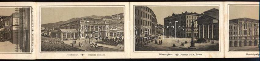 cca 1880-1890 Ricordo di Trieste leporello 12 képpel, kopott borítóval, a hátsó borítón firkával, 7x...