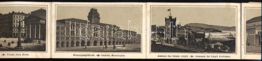 cca 1880-1890 Ricordo di Trieste leporello 12 képpel, kopott borítóval, a hátsó borítón firkával, 7x...