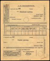 1917 Cs. és kir. budapesti katonai parancsnokság hadbiztosságának nyugdíjszámfejtősége által folyósított nyugellátási illetmények fizetési utalványának mintapéldánya, hátoldalon jóváhagyó feljegyzéssel ("Kinyomtatható!") és aláírással