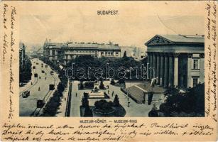 1901 Budapest VIII. Múzeum körút, Nemzeti Múzeum, villamosok (fa)