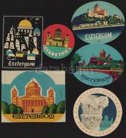 6 db retró esztergomi hotelcímke / bőröndcímke
