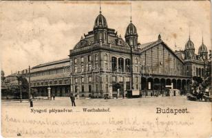 1904 Budapest VI. Nyugati pályaudvar, vasútállomás, villamos (fl)