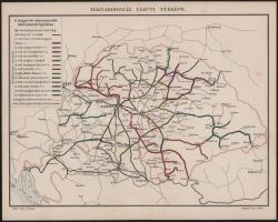 cca 1900 Magyarország vasúti térképe, Pallas Nagy Lexikona, Bp., Posner-ny., 24×30 cm