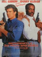1992 Brennpunkt L.A. - Die Profis sind zurück (Lethal Weapon 3), Mel Gibson, Danny Glover, Joe Pesci, német filmplakát, papír, feltekerve, apró lapszéli gyűrődésekkel, hajtásnyommal. 84x59,5 cm