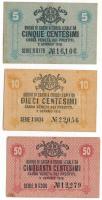 Olaszország 1918. Velence / Osztrák-magyar megszállás 5c + 10c + 50c T:F Italy 1918. Venice / Austro-Hungarian occupation 5 Centesimi + 10 Centesimi + 50 Centesimi C:F Krause P#M1, P#M2, P#M3
