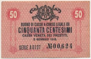 Olaszország 1918. Velence / Osztrák-magyar megszállás 50c alacsony "00,624" sorszámmal T:F...