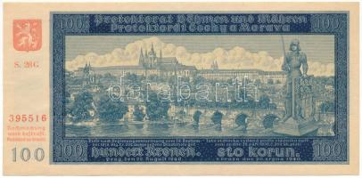 Német Harmadik Birodalom / Cseh-Morva Protektorátus 1940. 100K II. kiadás, "S. 28G 395516" T:XF German Third Reich / Protectorate of Bohemia and Moravia 1940. 100 Korun 2nd issue, "S. 28G 395516" C:XF Krause P#7