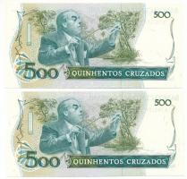 Brazília DN (1988) 500C (2x) sorszámkövetők "A 7821043324 A - A 7821043325 A" T:AU
Brazil...