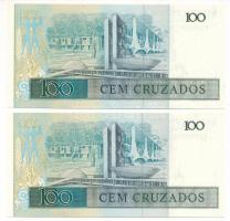 Brazília DN (1987) 100C (2x) sorszámkövetők "A 1495096719 A - A 1495096720 A" T:UNC,AU
Br...